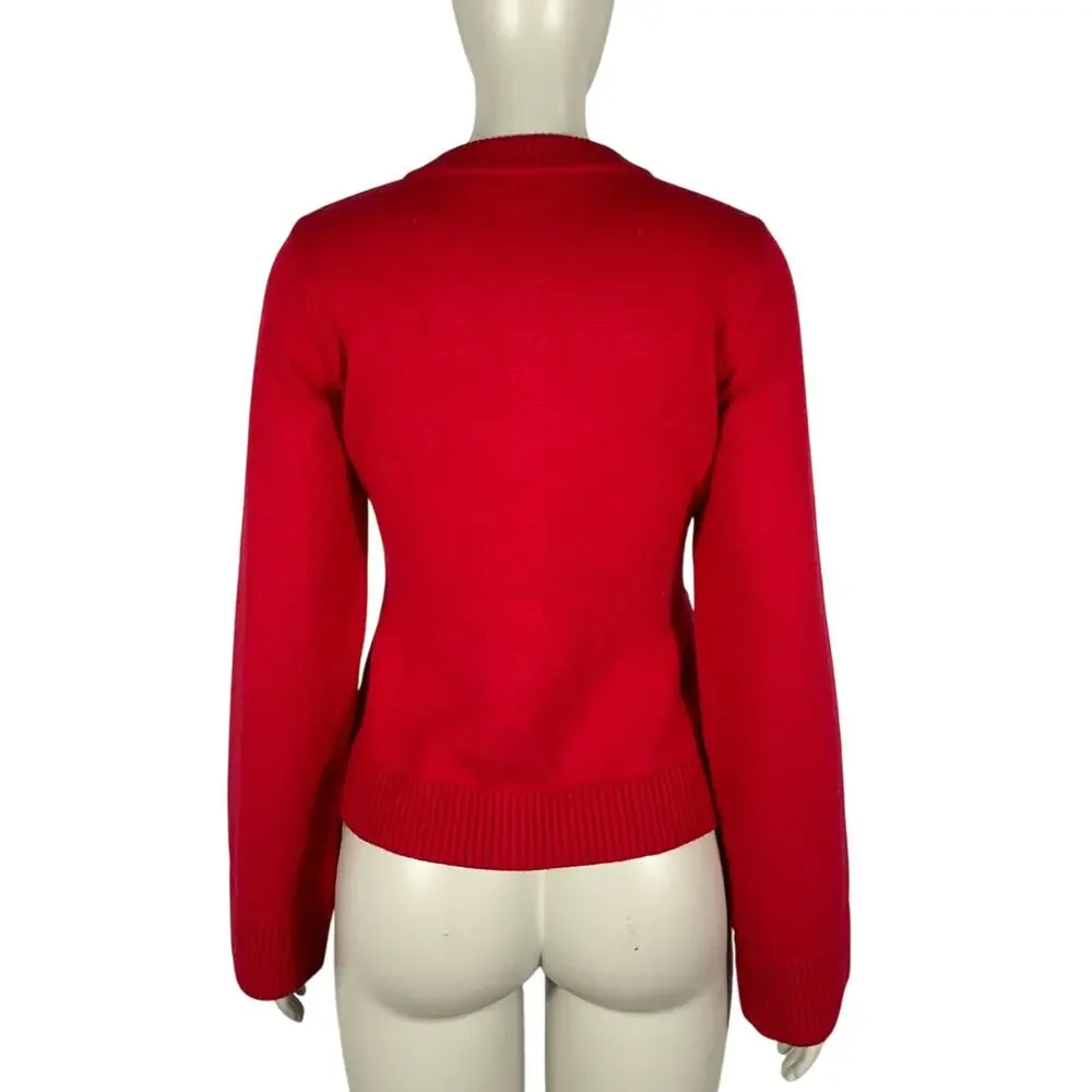 Good American Cozy Red Button Front Knit Cardigan Sweater Size XS